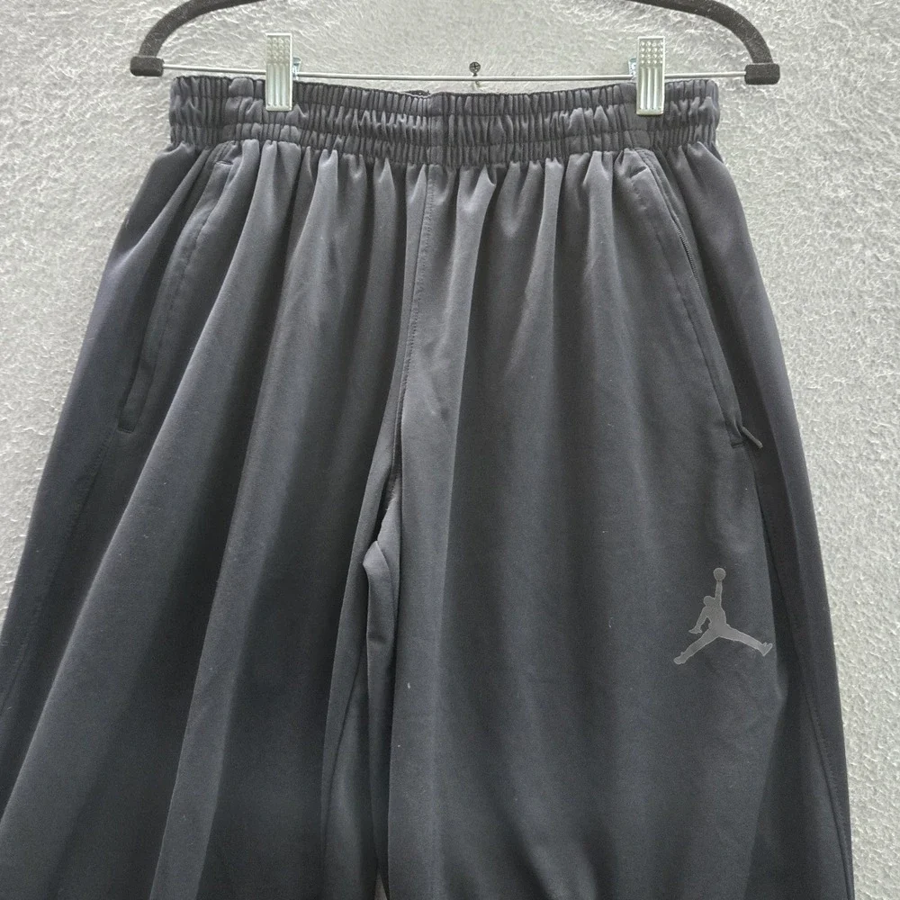 Jordan Men Activewear Pants L Black Jogger Logo Pockets Mid Rise 30